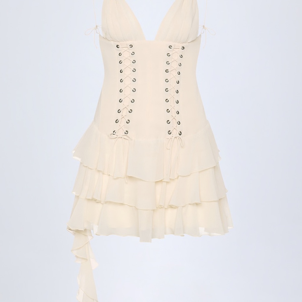 Oh Polly Cream Chiffon Dress